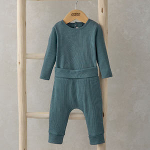 Baby wear: Mamas and Papas Blue Organic Cotton Ribbed Set - 2 Piece Set