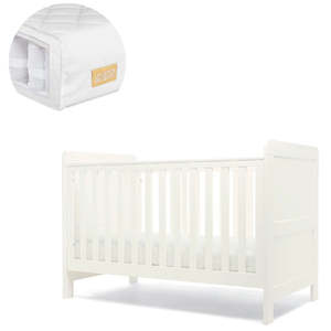 Mamas and Papas Hampden White Cot Bed + Mattress Bundle