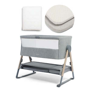 Mamas and Papas Lua Bedside Crib - Everything you need Bundle GREY