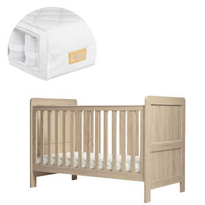 Baby wear: Mamas and Papas Atlas Light Oak Cot + Mattress Bundle