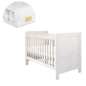 Mamas and Papas Atlas Nimbus White Cot + Mattress Bundle