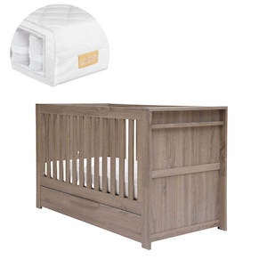 Baby wear: Mamas and Papas Franklin Grey Wash Cot + Mattress Bundle