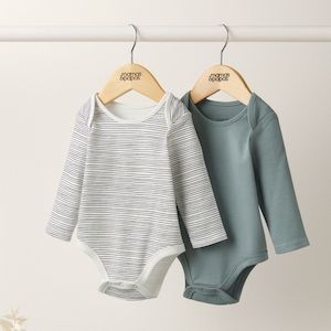 Baby wear: Mamas and Papas Stripe Long Sleeve Bodysuits - 2 Piece Pack