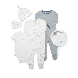 Baby wear: Mamas and Papas Blue Stripe Farm - 6 Piece Set