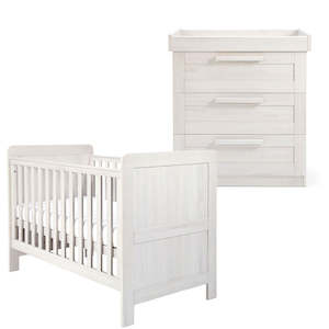 Mamas and Papas Atlas Nimbus White Bundle - Cot + Dresser