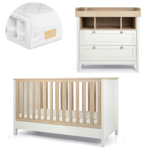 Mamas and Papas Harwell White Bundle - Cot + Dresser + Mattress