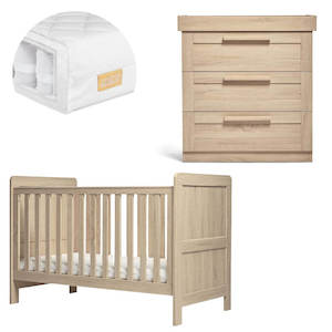 Mamas and Papas Atlas Light Oak Bundle - Cot + Dresser + Mattress