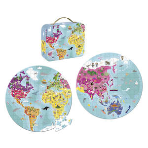 Janod Double Sided World Round Puzzle