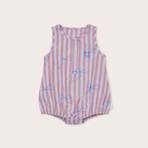 Infant clothing: OLIVE AND THE CAPTAIN - BLUE BOWS BUBBLE ROMPER