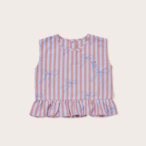 OLIVE AND THE CAPTAIN - BLUE BOWS BOXY FRILL SINGLET