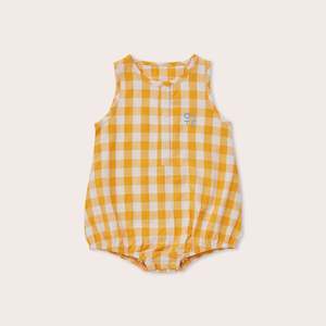 Infant clothing: OLIVE AND THE CAPTAIN - AMBER GINGHAM BUBBLE ROMPER