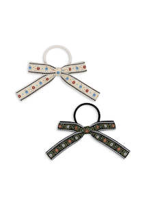 Infant clothing: KONGES SLØJD - 2 PACK BOW ELASTICS BEIGE/BLACK