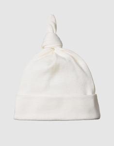 Infant clothing: NATURE BABY COTTON KNOTTED BEANIE IN NATURAL