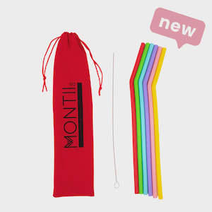 Infant clothing: MONTII SILICONE STRAW SET- FRUITY POP