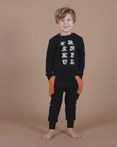 Infant clothing: TINY TRIBE BLACK SEGMENT SWEATPANT