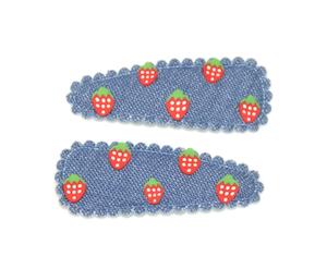 Infant clothing: GOODY GUMDROPS STUCK ON STRAWBERRIES DENIM SNAPS Chambray