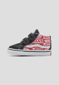 Vans- Sk8 Mid Re-issue Logo Toddler Velcro Black/racing Red