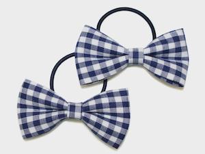 GOODY GUMDROPS- GINGHAM BOW PONYTAILS- NAVY