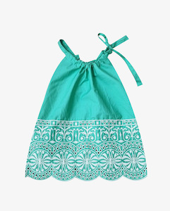 The Girl Club - Teal Border Embroidery Dress