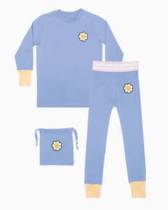 THE GIRL CLUB - PJ SET WINTER DAISY PATCH POWDER BLUE