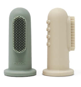 MUSHIE FINGER TOOTHBRUSH - CAMBRIDGE BLUE/SHIFTING SAND