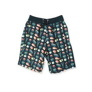 Infant clothing: HELLO STRANGER SUSHI LONG BOARD SHORT BLACK SUSHI