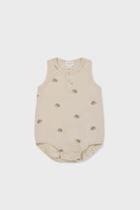 Infant clothing: JAMIE KAY - PIMA COTTON NOAH PLAYSUIT - HENRY HEDGEHOG BIRCH