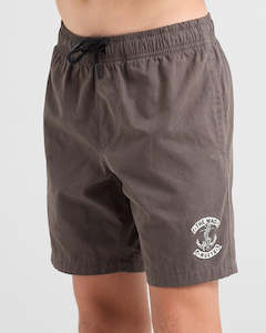 THE MAD HUEYS - SKULL ANCHOR VOLLEY SHORT CHARCOAL