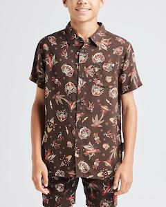 THE MAD HUEYS Hueys Tattoo Youth Woven Shirt - Vintage Black