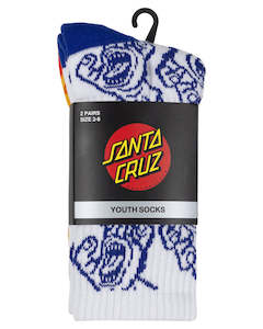 SANTA CRUZ - CROWDED HAND HALLOW CREW SOCK 2PACK WHITE/YELLOW