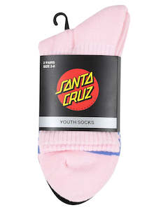 SANTA CRUZ - BALLOON HEART MID SOCK 2PACK PINK/BLK