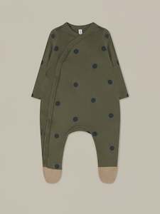 Infant clothing: ORGANIC ZOO - OLIVE DOTS SUIT