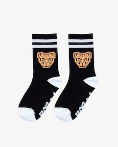 Infant clothing: BAND OF BOYS - BLACK GAMER ORANGE TIGER SOCKS