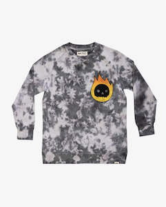 Infant clothing: BAND OF BOYS - GREY TIE-DYE FLAME GUY CREW