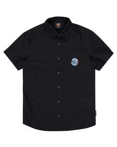 Santa Cruz - Screaming Wave Patch Ss Button Up Shirt Black