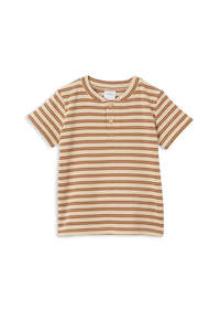 Milky - Natural Stripe Henley Tee Natural Marle