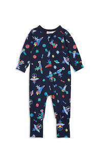 Infant clothing: MILKY BABY - SPACE BUNNY ZIP ROMPER