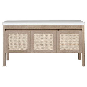 Loughlin Furniture | Freo Curved Freestanding Timber Vanity | Rattan Doors