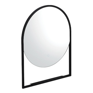 Frame 600 Round LED Mirror with Shelf | Black