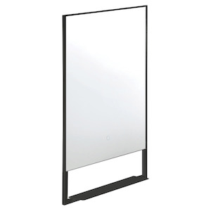 Frame 500 Rectangle LED Mirror with Shelf | Black