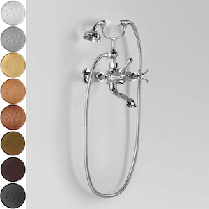 Astra Walker Edwardian Wall Mounted Bath Mixer with Single Function Hand Shower