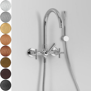 Astra Walker Icon + Wall Mounted Bath Mixer with Single Function Hand Shower