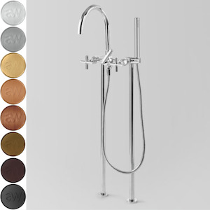 Astra Walker Icon + Floor Mounted Bath Mixer with Single Function Hand Shower