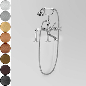 Bathroom and toilet fitting: Astra Walker Olde English Hob Mounted Bath Mixer with Single Function Hand Shower