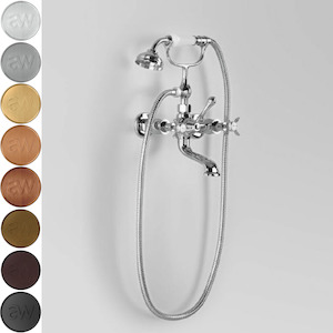 Bathroom and toilet fitting: Astra Walker Olde English Wall Mounted Bath Mixer with Single Function Hand Shower