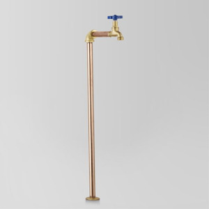 Astra Walker Eden Floor Mounted Pillar Tap | Blue Handle