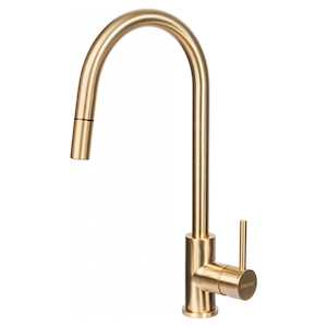 Mercer Aurora Gooseneck Pull Out Mixer | Brass