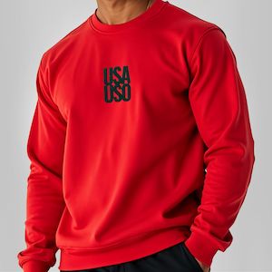 Unisex Heavy Blend Crewneck Sweatshirt - USA USO Valentine's - Black Embroi…