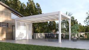 Furniture: TLP Elite 6mx3mx2.7m Louvre Pergola LED - Free Standing Electric Motor