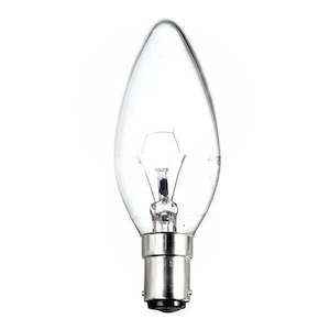 Incandescent Candle Lamp 40 Watt SBC base Clear Plain